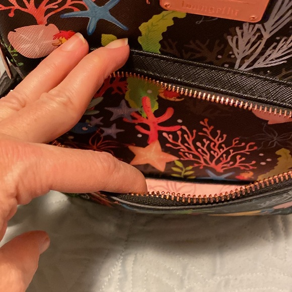 Loungefly Under the Sea Flounder and Sebastian mini backpack, and card holder - Picture 8 of 11